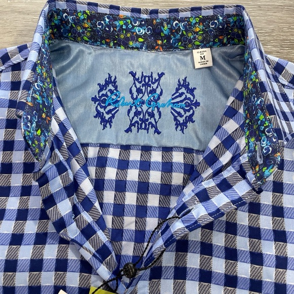 NWT Robert Graham Blue Plaid Button Up Shirt - Picture 4 of 5